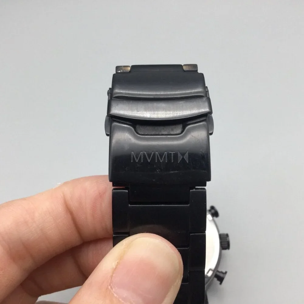 MVMT Chronograph Watch Men 45mm Black Date Stainless New Battery 7.75